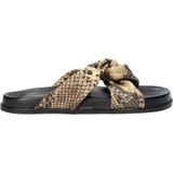 Nelson - Dames Slipper - Metallic/Animal Print - Leren Voetbed - Rubberen Loopzool
