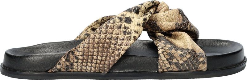 Nelson - Dames Slipper - Metallic/Animal Print - Leren Voetbed - Rubberen Loopzool