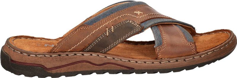 Nelson - Heren Slipper - Bruin - Gewaxt Leer/Textiel