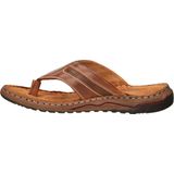 Nelson - Heren Teenslipper - Gevoerd Leer - Bruin - Flexibele Rubberzool