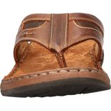 Nelson - Heren Teenslipper - Gevoerd Leer - Bruin - Flexibele Rubberzool