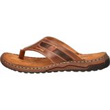 Nelson - Heren Teenslipper - Gevoerd Leer - Bruin - Flexibele Rubberzool