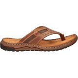 Nelson - Heren Teenslipper - Gevoerd Leer - Bruin - Flexibele Rubberzool