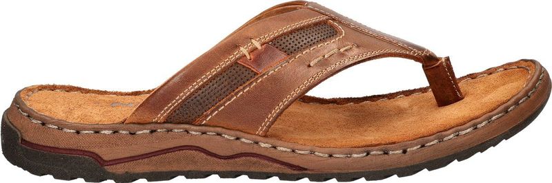 Nelson - Heren Teenslipper - Gevoerd Leer - Bruin - Flexibele Rubberzool