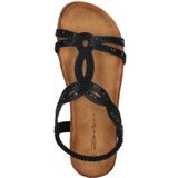 Dolcis - Dames Sandaal - Imitatieleer - Zwart - Met Strass-Steentjes