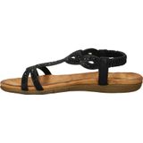 Dolcis - Dames Sandaal - Imitatieleer - Zwart - Met Strass-Steentjes