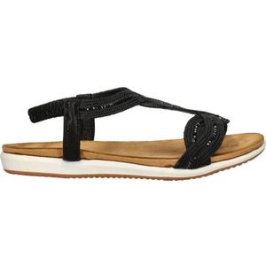 Dolcis - Sandalen - Zwart - Textiel - Imitatieleer