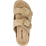 Nelson - Dames Slipper - Suède - Verstelbare Banden - Voorgevormd Voetbed