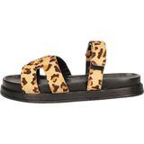 Nelson - Dames Slipper - Beige Multi - Ponyhaar - Klittenbandsluiting