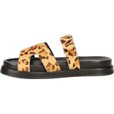 Nelson - Dames Slipper - Beige Multi - Ponyhaar - Klittenbandsluiting