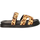 Nelson - Dames Slipper - Beige Multi - Ponyhaar - Klittenbandsluiting