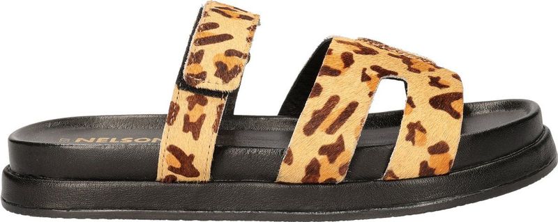 Nelson - Dames Slipper - Beige Multi - Ponyhaar - Klittenbandsluiting