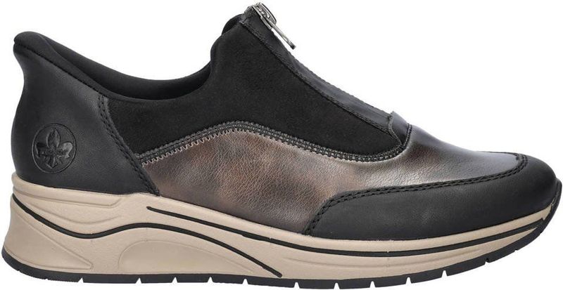 Rieker - Ready to go - Instappers - Zwart - Imitatieleer/Textiel