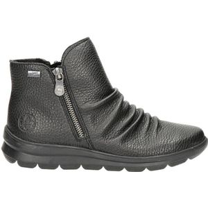 Rieker - Dames Boot - Enkellaarsje - Zwart - Leer - Antistress Voetbed