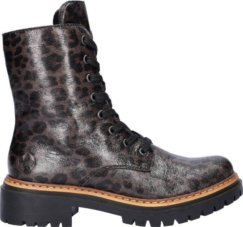 Rieker - Veterboot - Panterprint - Imitatieleer - Antistress-voetbed