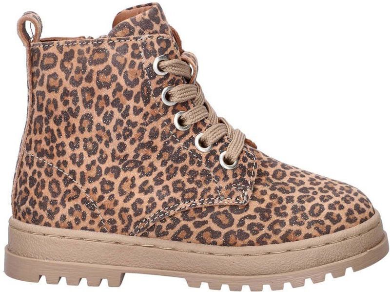 Nelson - Veterboots - Panterprint - Nubuck - Meisjes