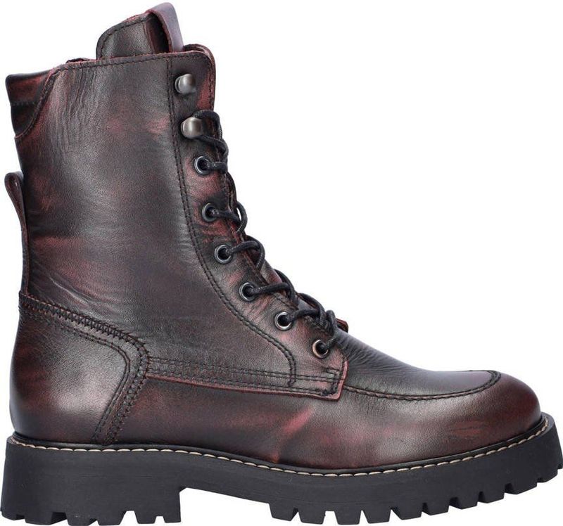 Nelson - Veterboots - Bordeaux - Leer - Fake Fur Gevoerd