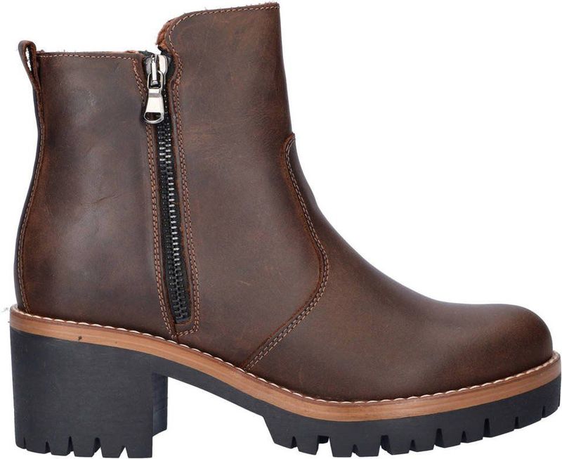 Nelson - Enkellaarsjes - Gewaxt Leer - Zwart - Rubber Loopzool - Blokhak 6 cm