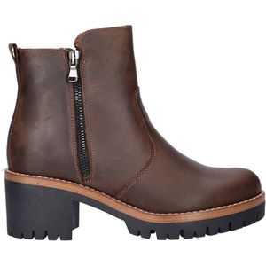 Nelson - Enkellaarsjes - Gewaxt Leer - Imitatiebont - Blokhak 6 cm