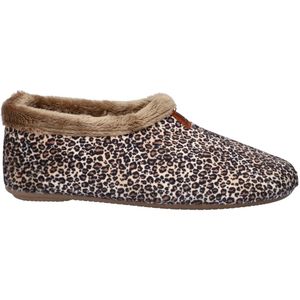 Nelson - Pantoffels - Panterprint - Gevoerd met Imitatiewol - Flexibele Rubber Zool