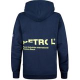 Petrol Industries - Backprint Hoodie Bayview - Blauw - Katoen en Elastaan - Capuchon en Buidelzak
