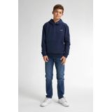 Petrol Industries - Backprint Hoodie Bayview - Blauw - Katoen en Elastaan - Capuchon en Buidelzak