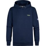 Petrol Industries - Backprint Hoodie Bayview - Blauw - Katoen en Elastaan - Effen met Logo Badge