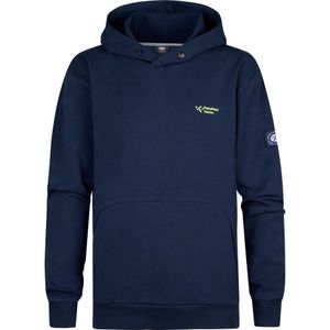 Petrol Industries - Backprint Hoodie Bayview - Blauw - Katoen en Elastaan - Capuchon en Buidelzak