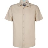 Petrol Industries - Heren Effen linnen overhemd Oceanbreeze - Bruin - Maat S