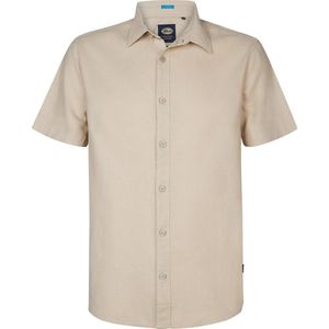 Petrol Industries - Heren Effen linnen overhemd Oceanbreeze - Bruin - Maat S