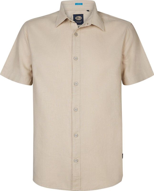 Petrol Industries - Heren Effen linnen overhemd Oceanbreeze - Bruin - Maat S