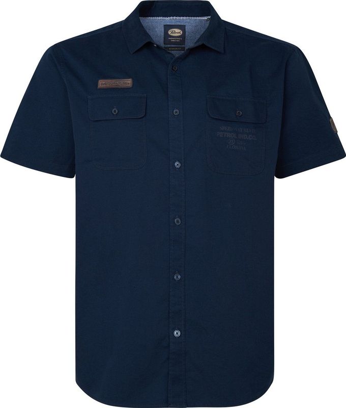 Petrol Industries - Artwork Overhemd Cove - Zwart - Katoen - Korte Mouwen