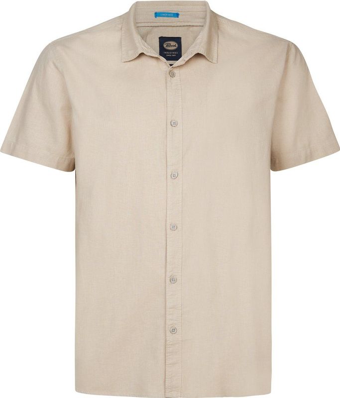 Petrol Industries - Heren Plus Size Overhemd - Bruin - 55% Linnen, 45% Katoen