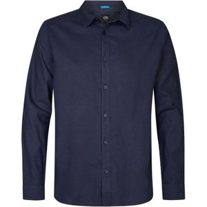 Petrol Industries - Tealline - Overhemd - Zwart - 55% Linnen 45% Katoen, Lange Mouwen