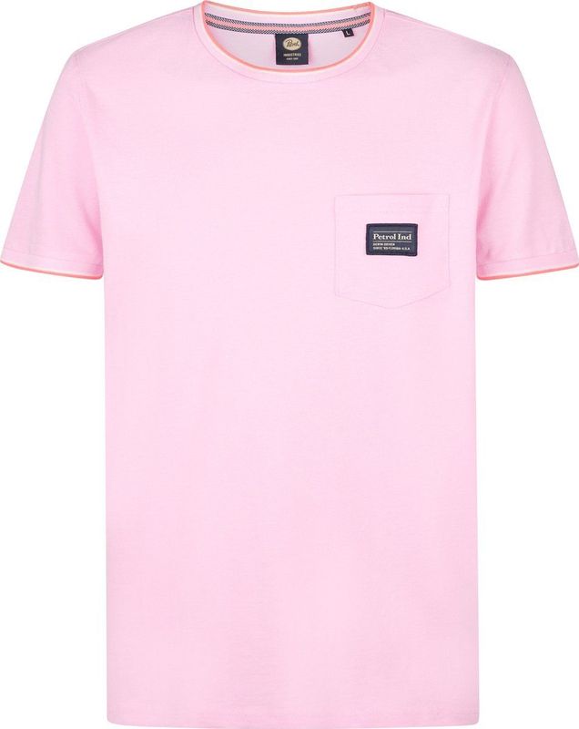 T-shirt - Katoen - Korte Mouwen - Borstzak - Regular Fit - Ronde Hals