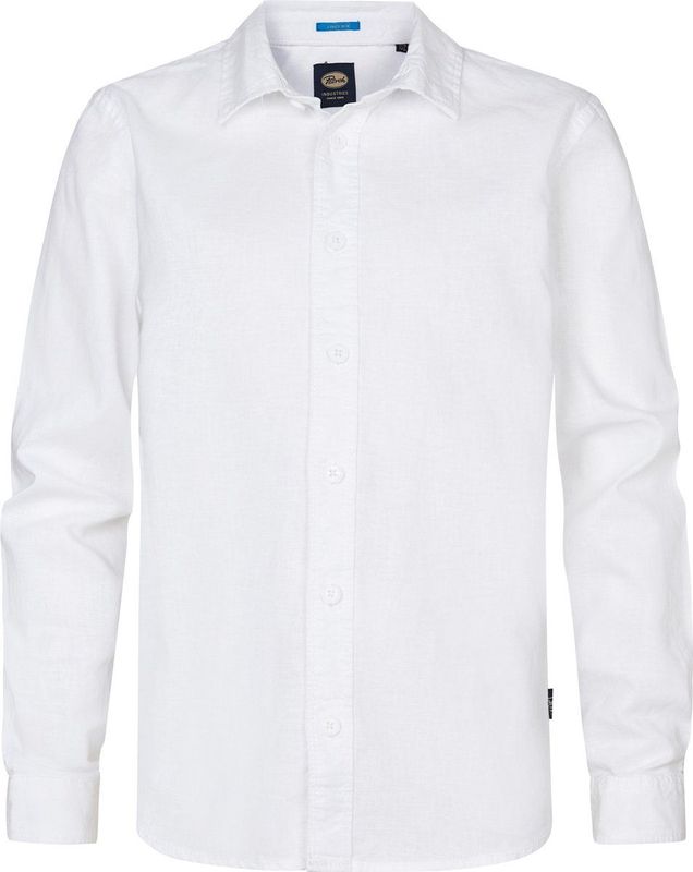 Overhemd - Effen - Klassieke Kraag - Knoopsluiting - Slim Fit - 55% Linnen, 45% Katoen