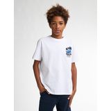 T-shirt - Korte Mouwen - Ronde Hals - All-over Print - Petrol - 100% Katoen