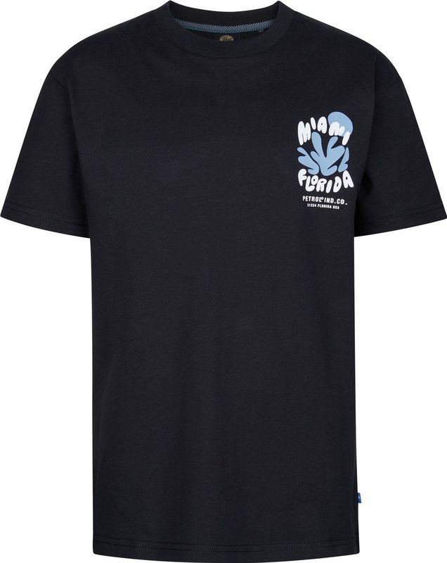 Petrol Industries - Backprint T-shirt Flamingoline - Zwart - Katoen