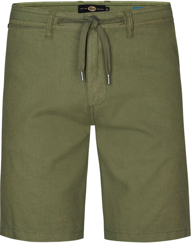 Petrol Industries - Heren Chino Short Tropicwave - Groen - Katoen-Linnen - Knoopsluiting en Ritsgulp