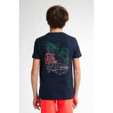 Petrol Industries - Backprint T-shirt - Blauw - Korte Mouwen - 100% Organisch Katoen