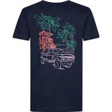 Petrol Industries - Backprint T-shirt - Blauw - Korte Mouwen - 100% Organisch Katoen