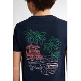 Petrol Industries - Backprint T-shirt - Blauw - Korte Mouwen - 100% Organisch Katoen