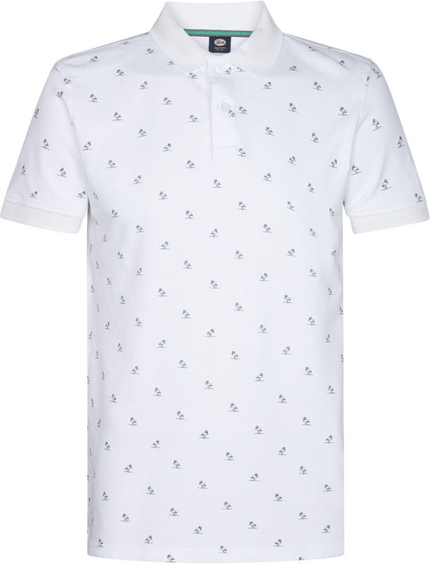 Petrol Industries - Heren All-over Print Polo Breeze - Wit - 95% Organisch Katoen
