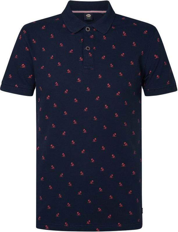 Petrol Industries - Polo - Blauw Dessin - 95% Biologisch Katoen