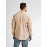 Petrol Industries - Overhemd - Zand - 55% Linnen 45% Katoen - Uni Dessin