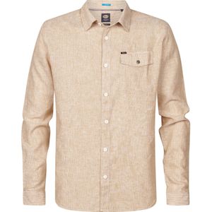 Petrol Industries - Men Shirt Long Sleeve - Zand - 55% Linnen 45% Katoen