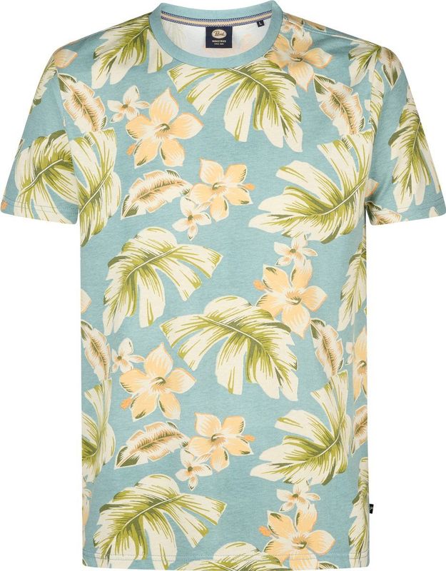 Petrol Industries - All-over Print T-shirt Hibiscus - Grijs - S - T-shirts met korte mouwen
