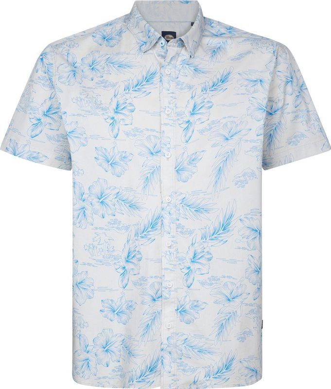 Petrol Industries - Heren Overhemd - Wit - All-over Print - Katoen/Elastaan