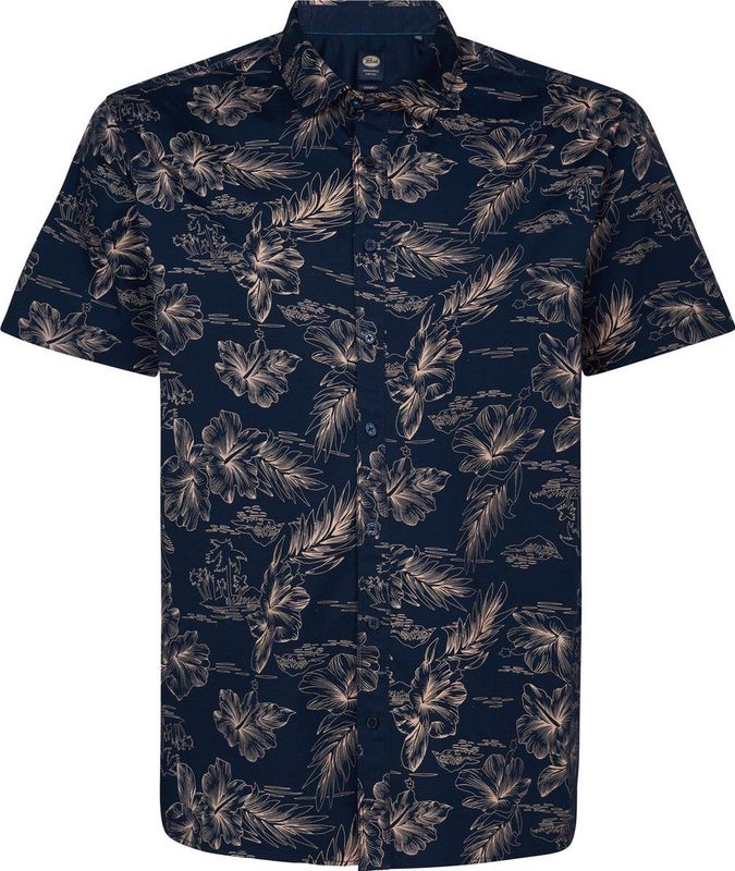 Petrol Industries - Heren Plus Size All-over Print Overhemd - Blauw