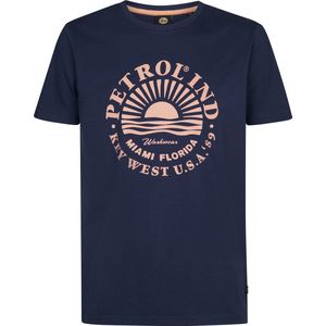 Petrol Industries - Heren Artwork T-shirt Dolphincrest - Blauw - Maat S